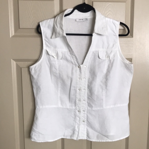 Laura white linen sleeveless top. Size 14 - Picture 3 of 8